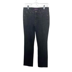 Gloria Vanderbilt Size 6 Straight Leg Jeans Mid Rise Faded Black Wash 29” X 30”